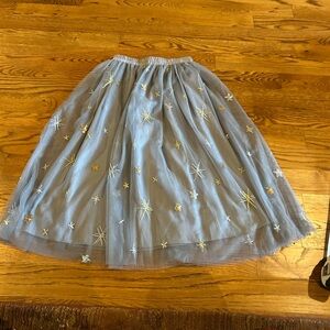 Gray Gold Embellished A-Line Midi Skirt